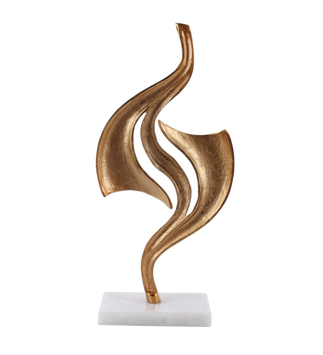 Diandra Sculpture in Raw Gold finish with White Marble Base - WoodenTwist