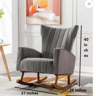 Wooden Velvet Accent Rocking Chair (Grey) - WoodenTwist