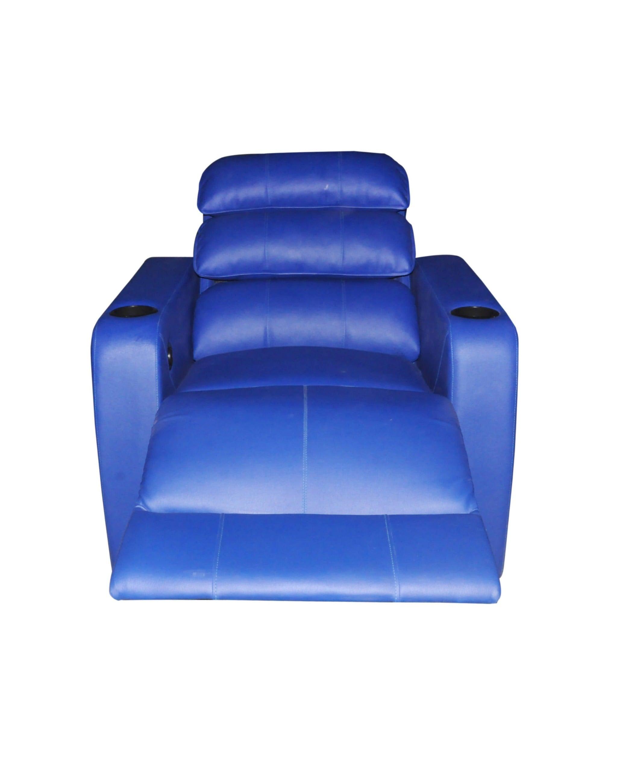 Single Seater Motorised Mechanism Blue Finish Recliner Blue - WoodenTwist