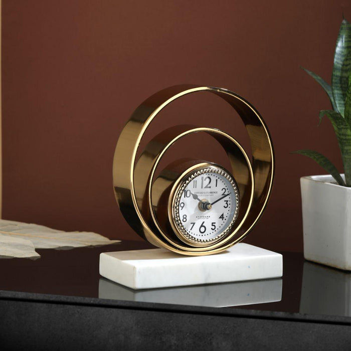 Rings Of Saturn Desk Clock in Marble - WoodenTwist