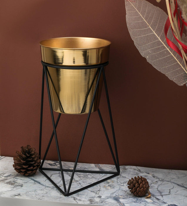 Triad Pot Stand In Gold & Black - WoodenTwist