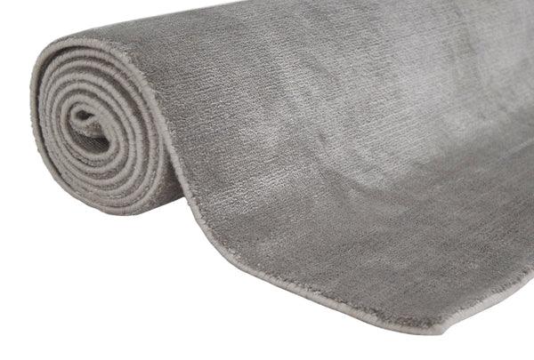 Solid Viscose Rug - Gray Runner for Bedroom/Living Area/Home with Anti Slip Backing - WoodenTwist