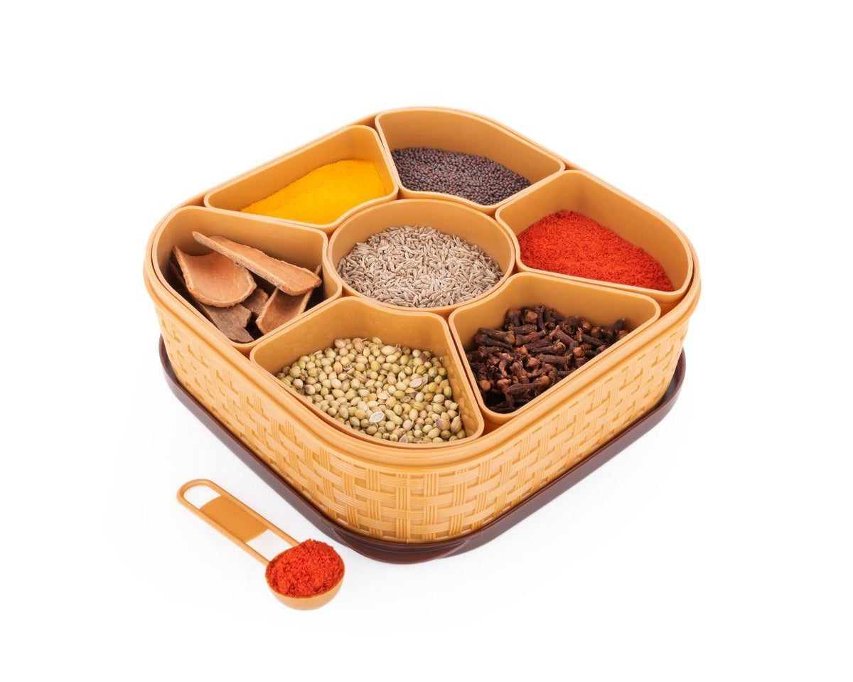 Brown Plastic Masala Rangoli Dabba - WoodenTwist