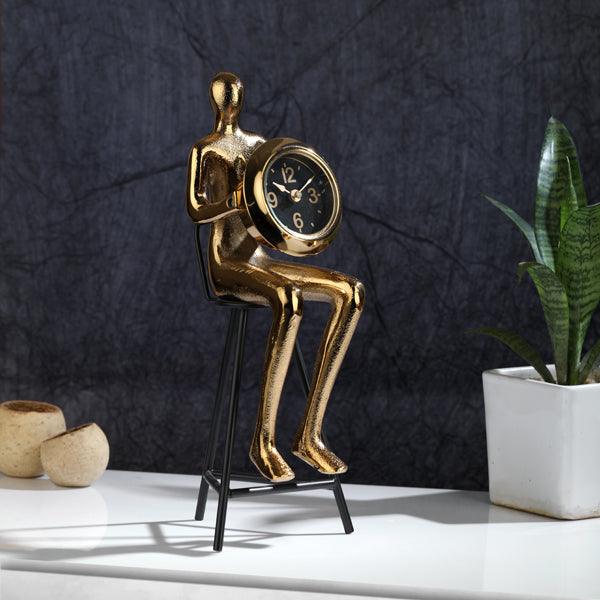 Sitting Man Clock Glod - WoodenTwist