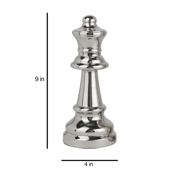 Queen Chess Table Décor Shiny Nickel Silver Finish Big - WoodenTwist