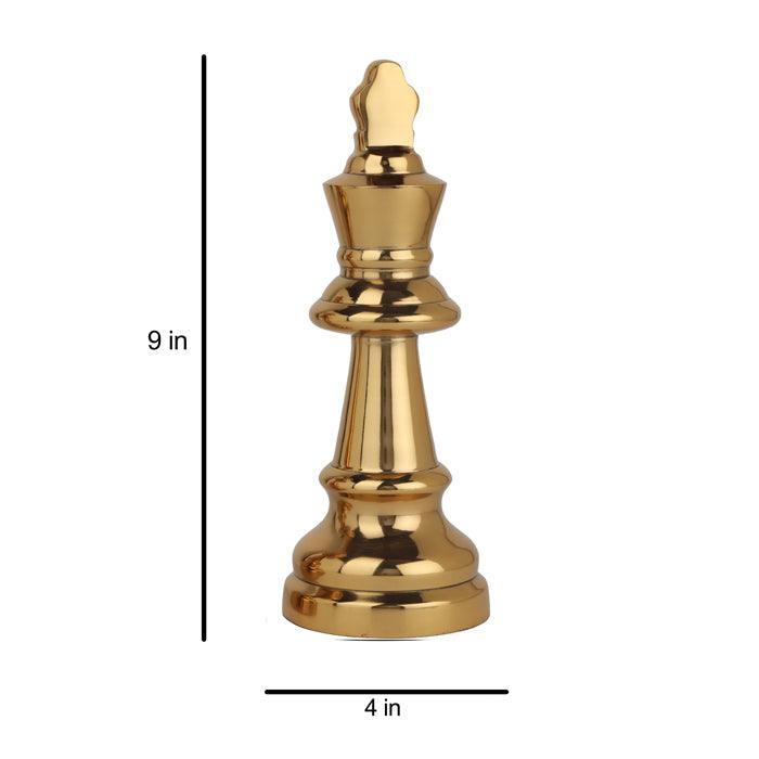 King Chess Table Décor Brass Golden Finish Big - WoodenTwist