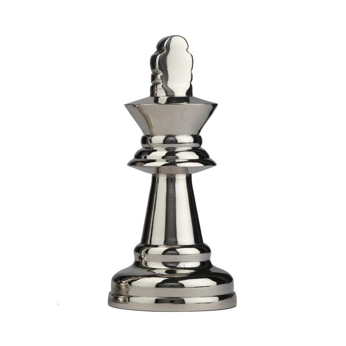 King Chess Table Décor Shiny Nickel Silver Finish Small - WoodenTwist
