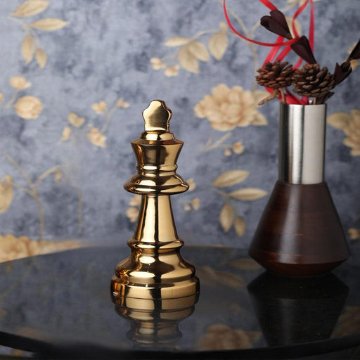 King Chess Table Décor Brass Golden Finish Big - WoodenTwist