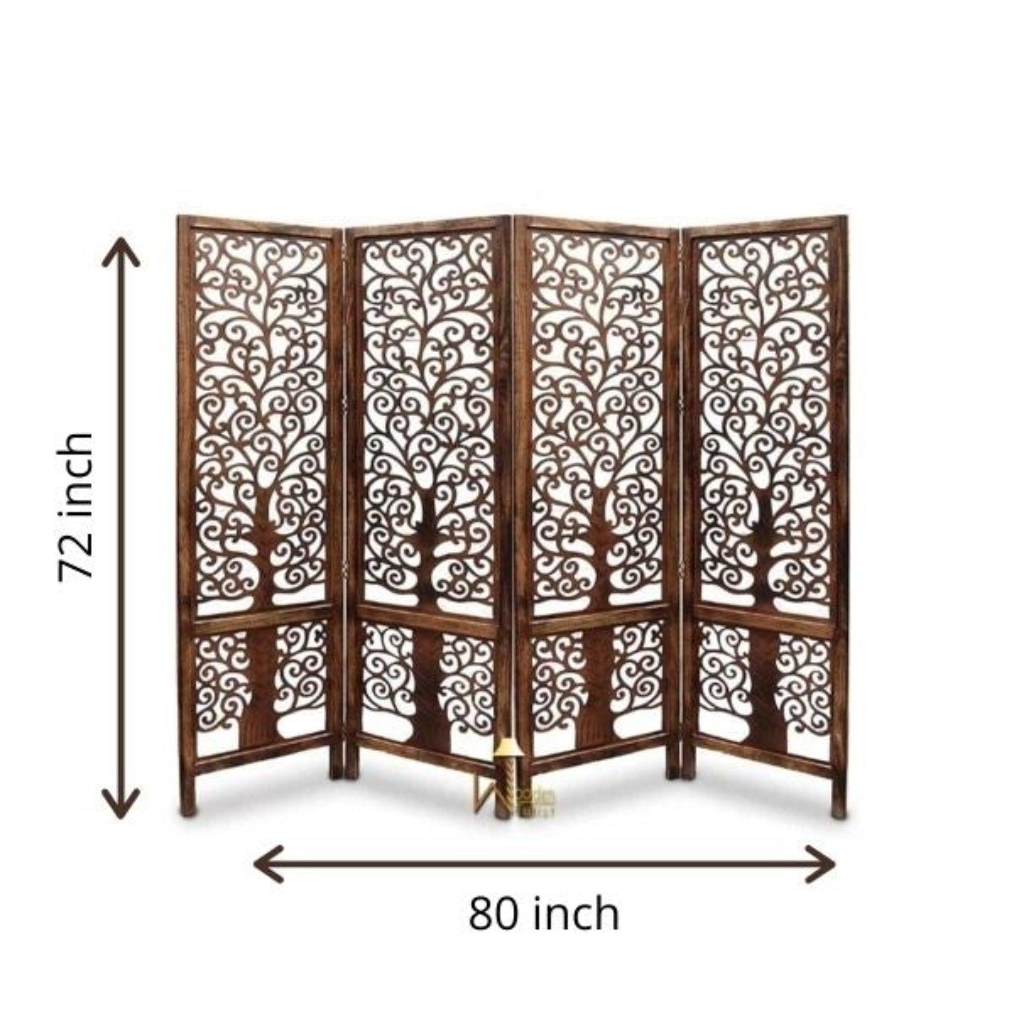 Handcrafted Brown Wooden Room Partition/Divider Screen - WoodenTwist