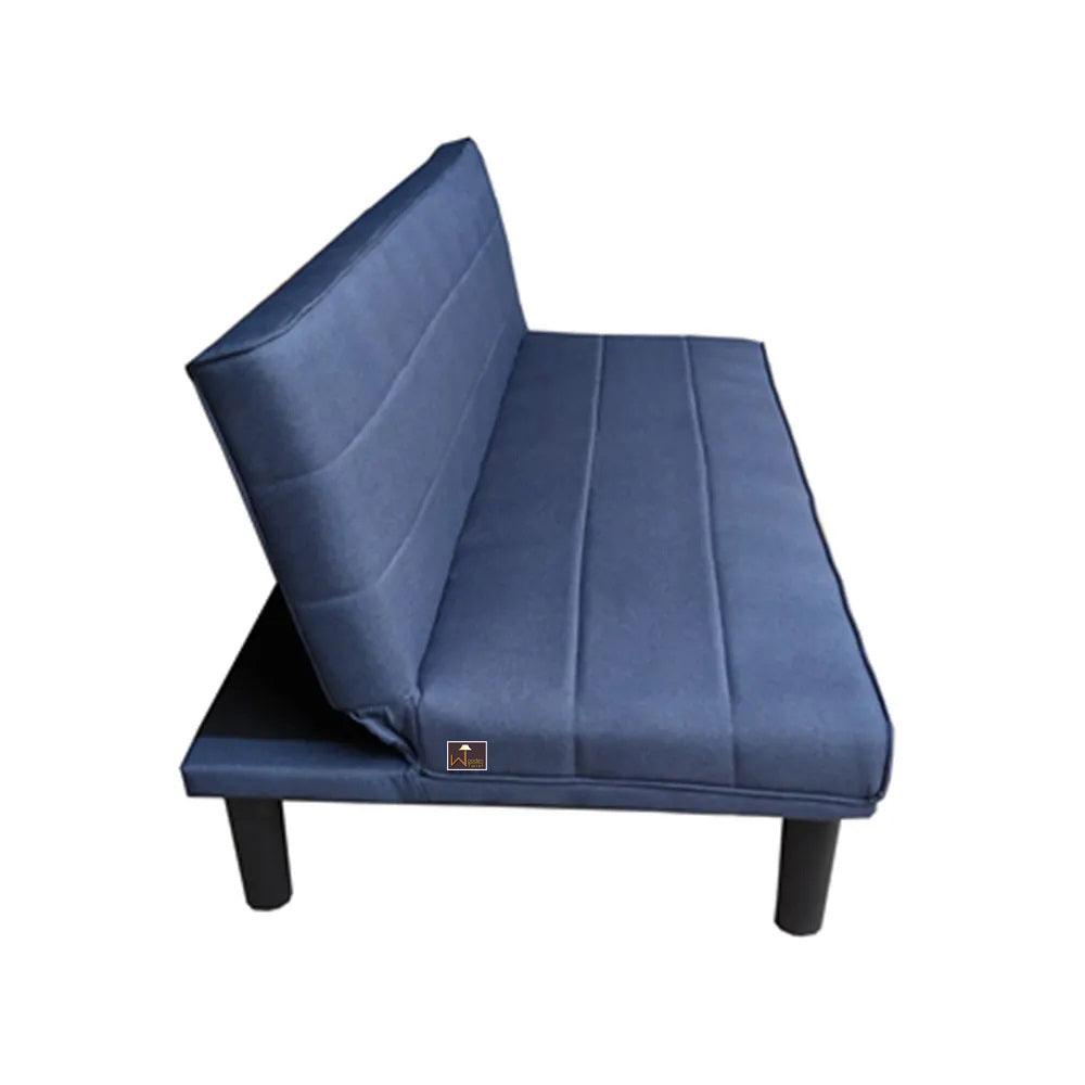 Penny Navy Blue Leatherette 3 Seater Sofa Cum Bed For Living Room - WoodenTwist