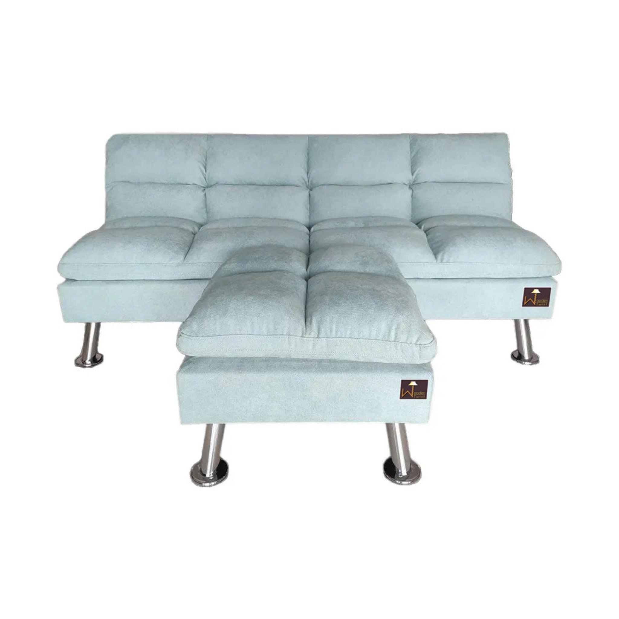 Carissa 3 Seater Sofa Cum Bed for Living Room with Ottoman (Metal Legs) - WoodenTwist