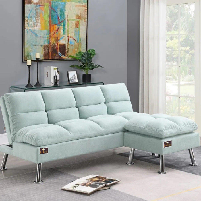 Carissa 3 Seater Sofa Cum Bed for Living Room with Ottoman (Metal Legs) - WoodenTwist