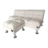 Carissa 3 Seater Sofa Cum Bed for Living Room with Ottoman (Metal Legs) - WoodenTwist