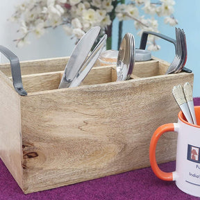Wooden Caddy with Iron Handles - Kitchen Organizer view
