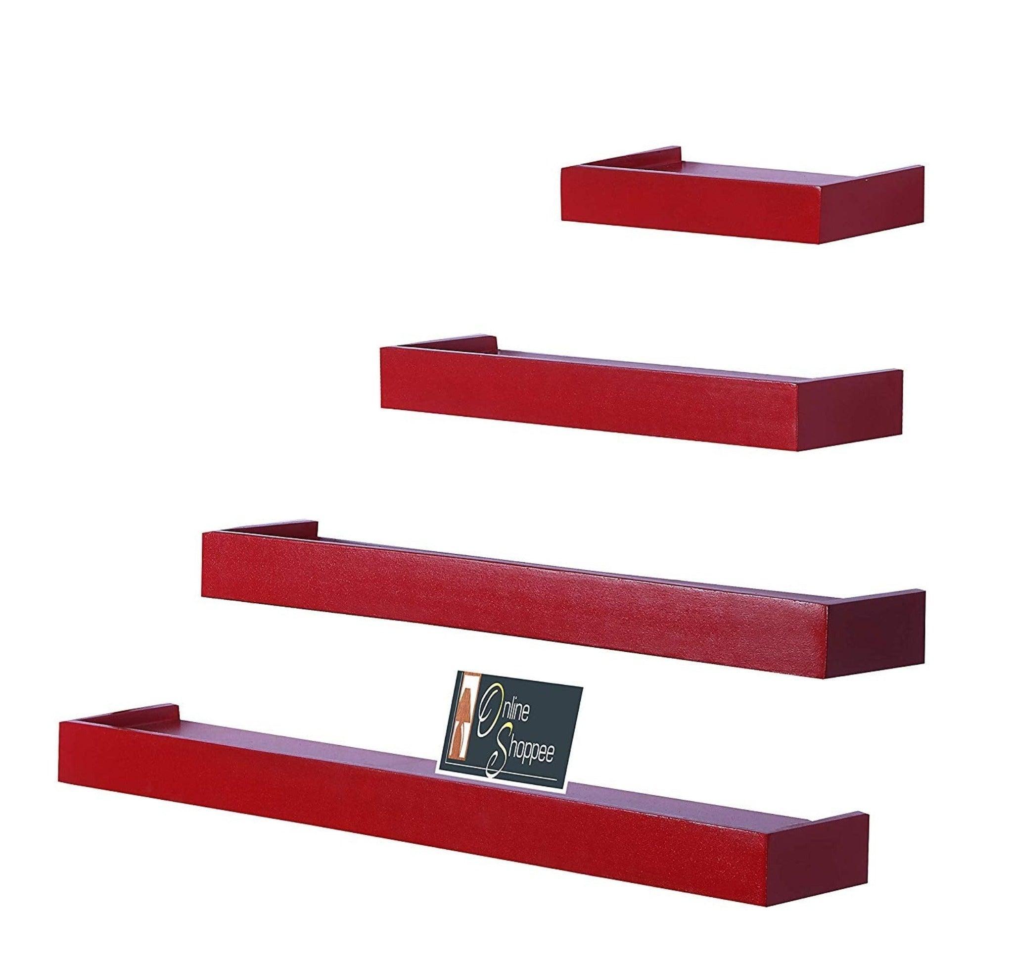 Wooden Rectangular Floating Wall Shelves set of 4 - WoodenTwist