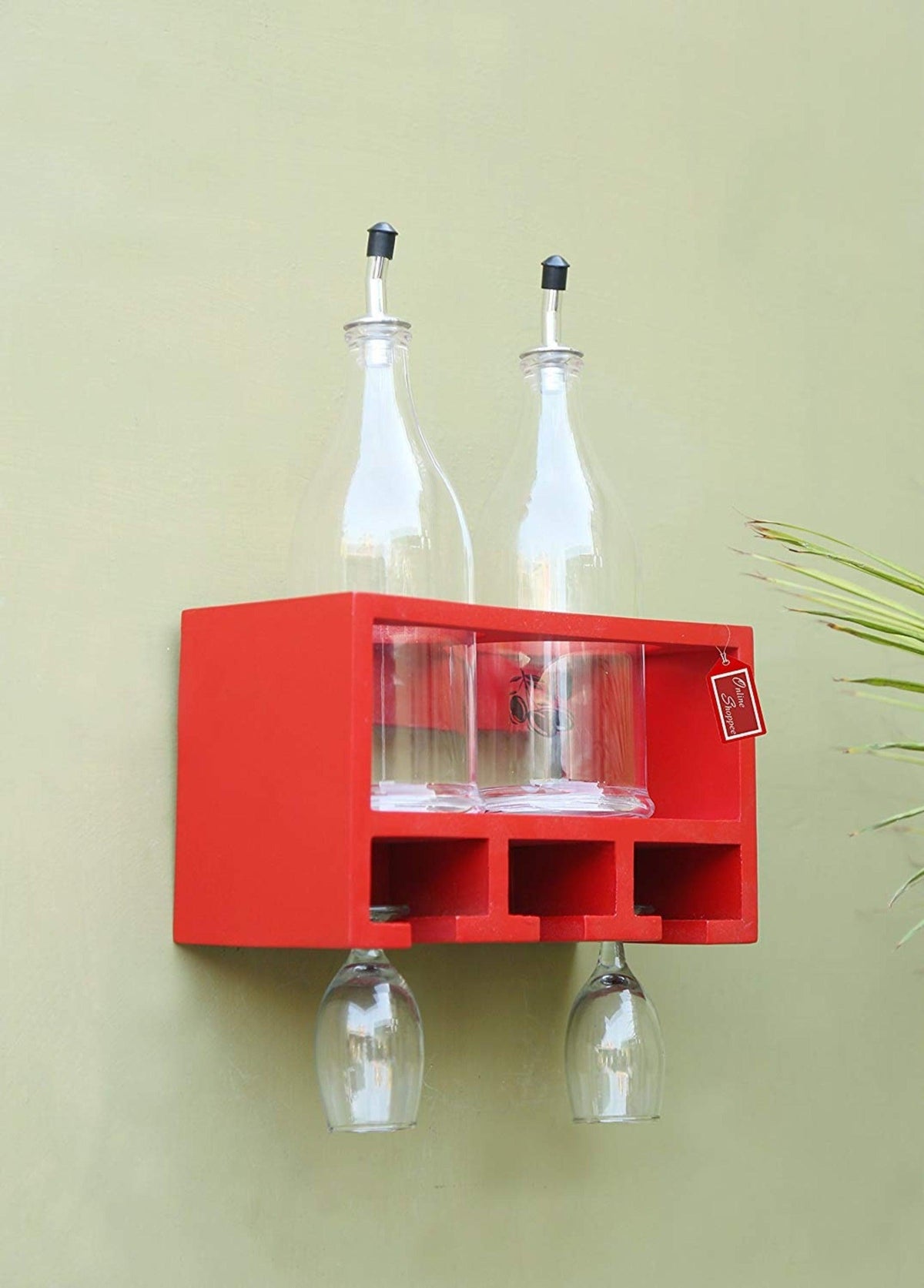 Unique Wooden Bottle Rack, 2 Bottles Holder Wall Shelves - WoodenTwist