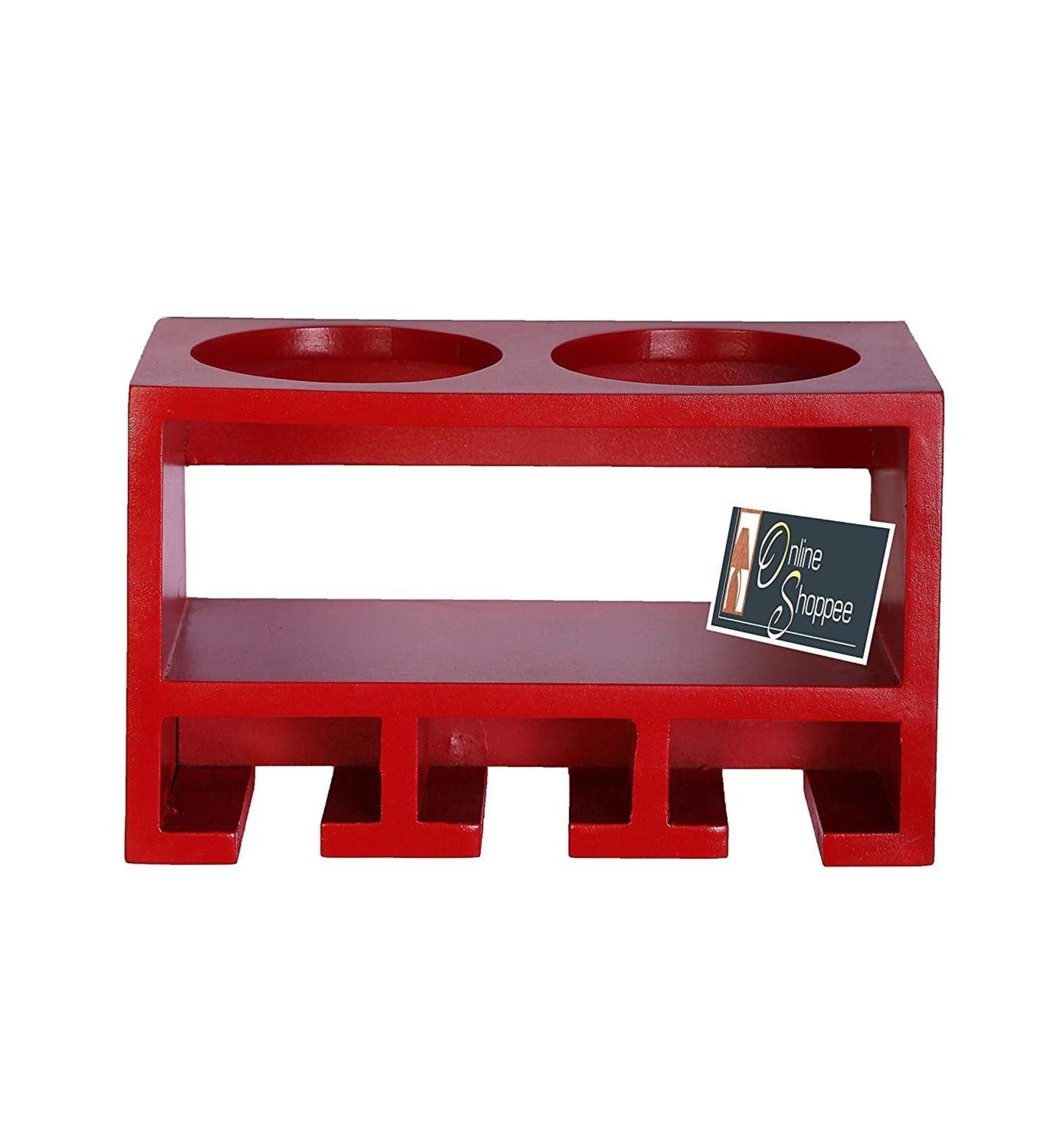 Unique Wooden Bottle Rack, 2 Bottles Holder Wall Shelves - WoodenTwist