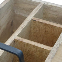 Wooden Caddy with Iron Handles - Kitchen Organizer angle view