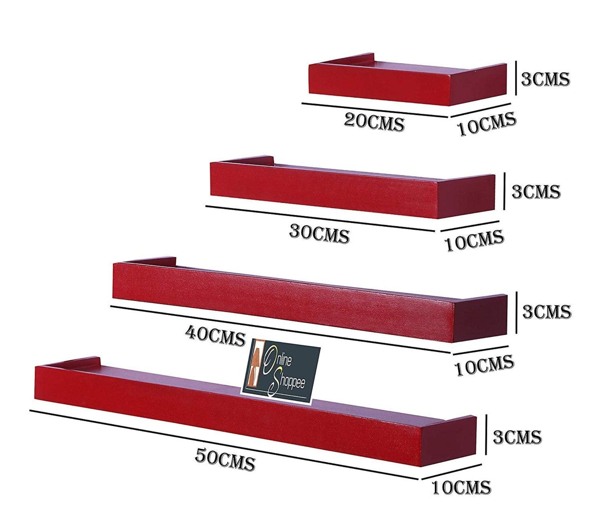 Wooden Rectangular Floating Wall Shelves set of 4 - WoodenTwist