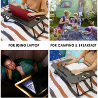 Foldable Laptop Table With Cup Holder And Mobile Tablet Holder (Grey) - WoodenTwist