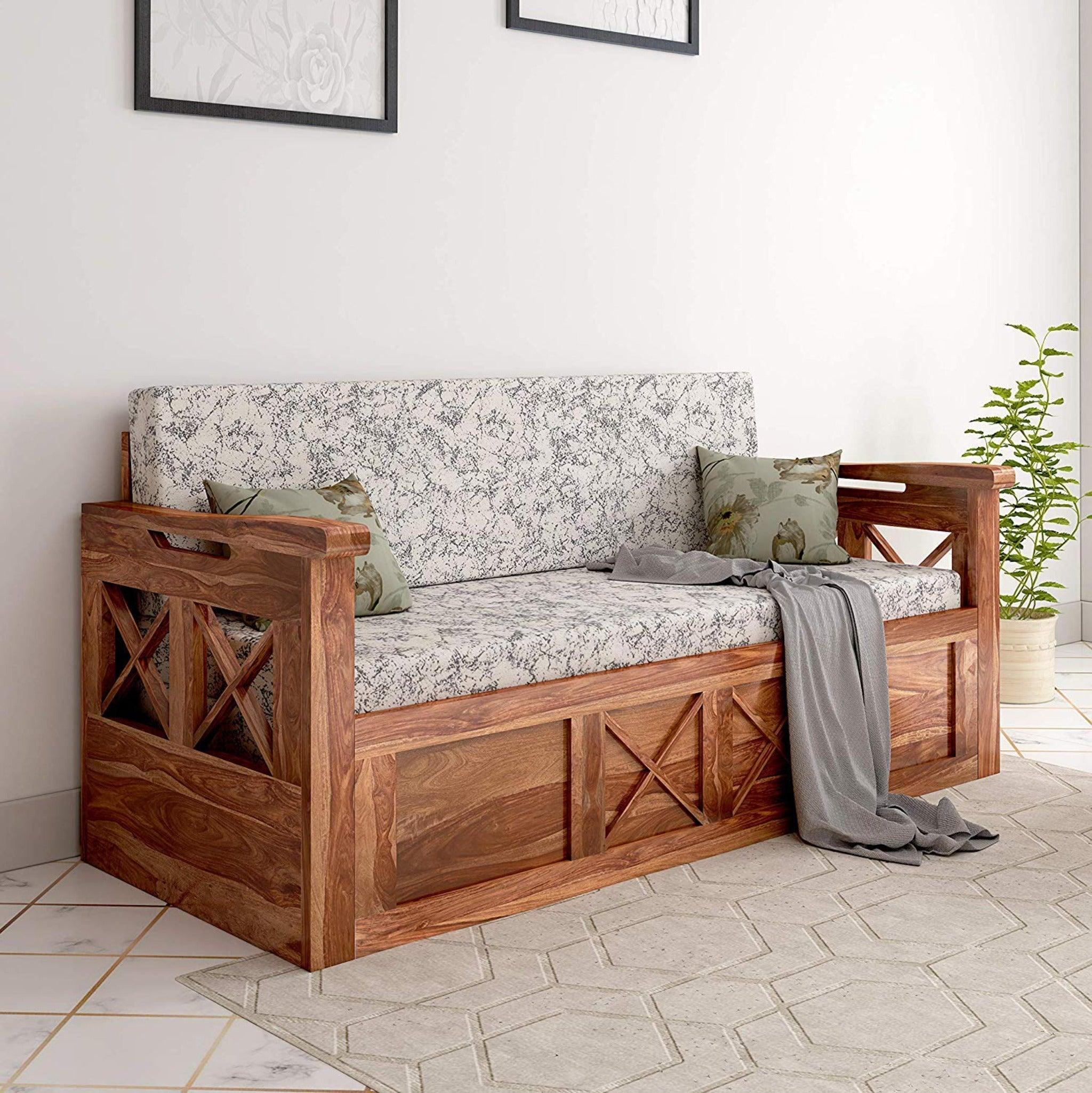 Wooden Sofa Cum Bed for Living Room Home (Teak Wood) - WoodenTwist