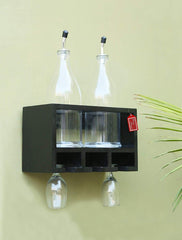 Unique Wooden Bottle Rack, 2 Bottles Holder Wall Shelves - WoodenTwist
