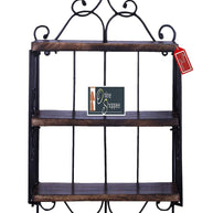 Wooden & Iron 3 Shelf Book/ Kitchen Rack With Cloth/Cup Hanger - WoodenTwist