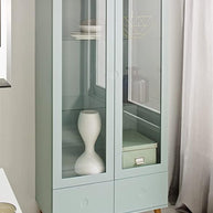 Wooden Closely Design Display Cabinet Two Doors with Two Drawers And Four Open Shelves - WoodenTwist