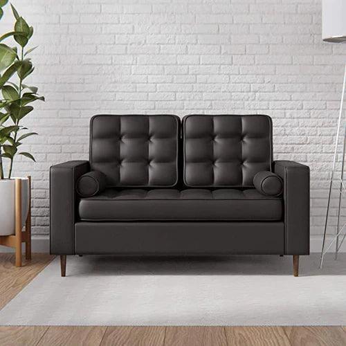 Madera Square Arms and Tufting-Bolster 2 Seater Chaise Lounge (With 2 Pillows) - WoodenTwist
