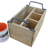 Wooden Caddy with Iron Handles - multipurpose organizer view