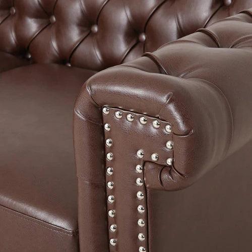 Modern Handmade Leatherette Love Seats Sofa - WoodenTwist