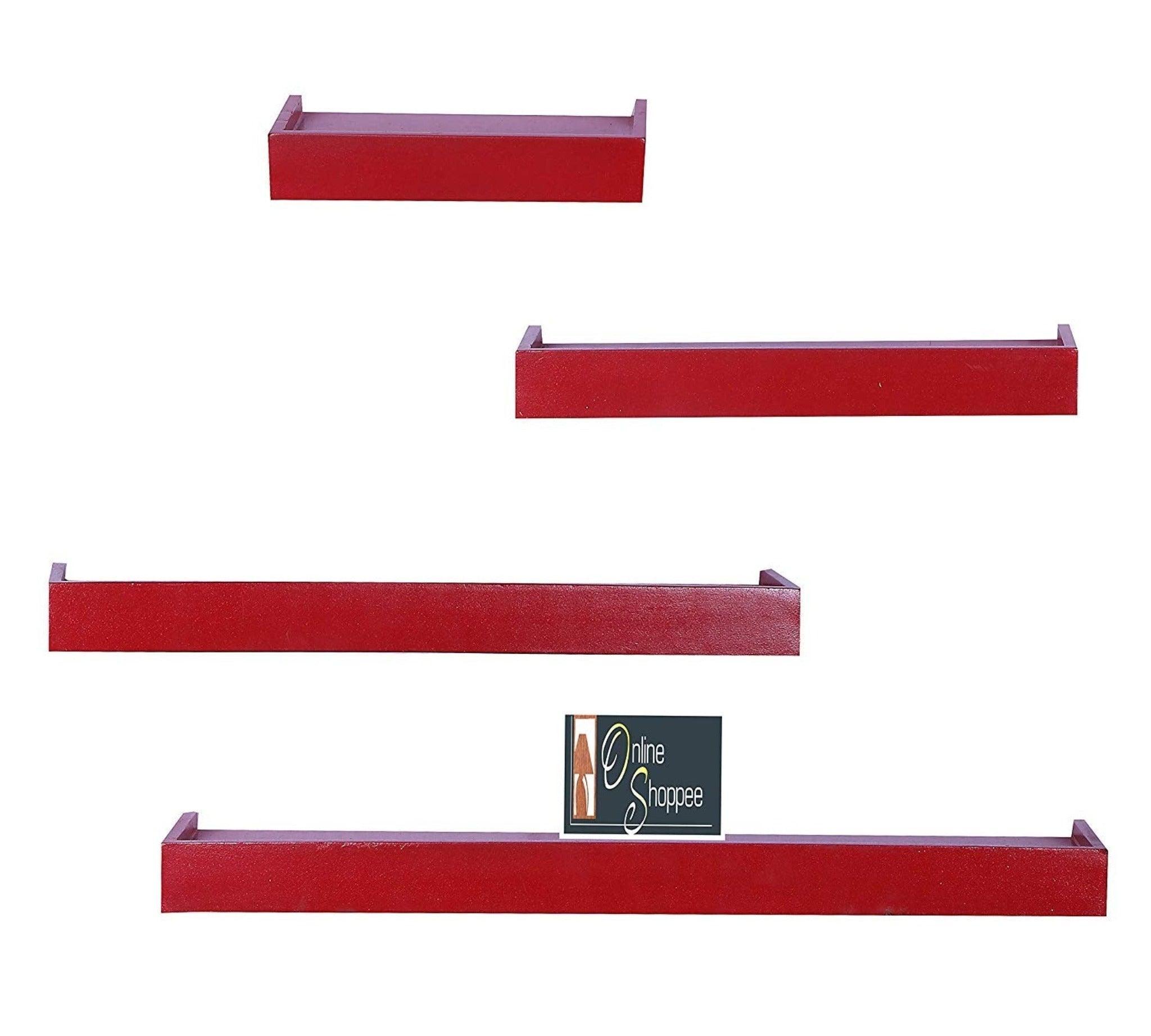 Wooden Rectangular Floating Wall Shelves set of 4 - WoodenTwist