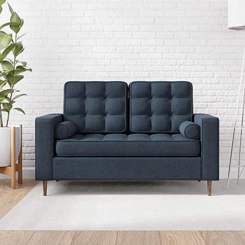 Madera Square Arms and Tufting-Bolster 2 Seater Chaise Lounge (With 2 Pillows) - WoodenTwist