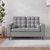 Madera Square Arms and Tufting-Bolster 2 Seater Chaise Lounge (With 2 Pillows) - WoodenTwist