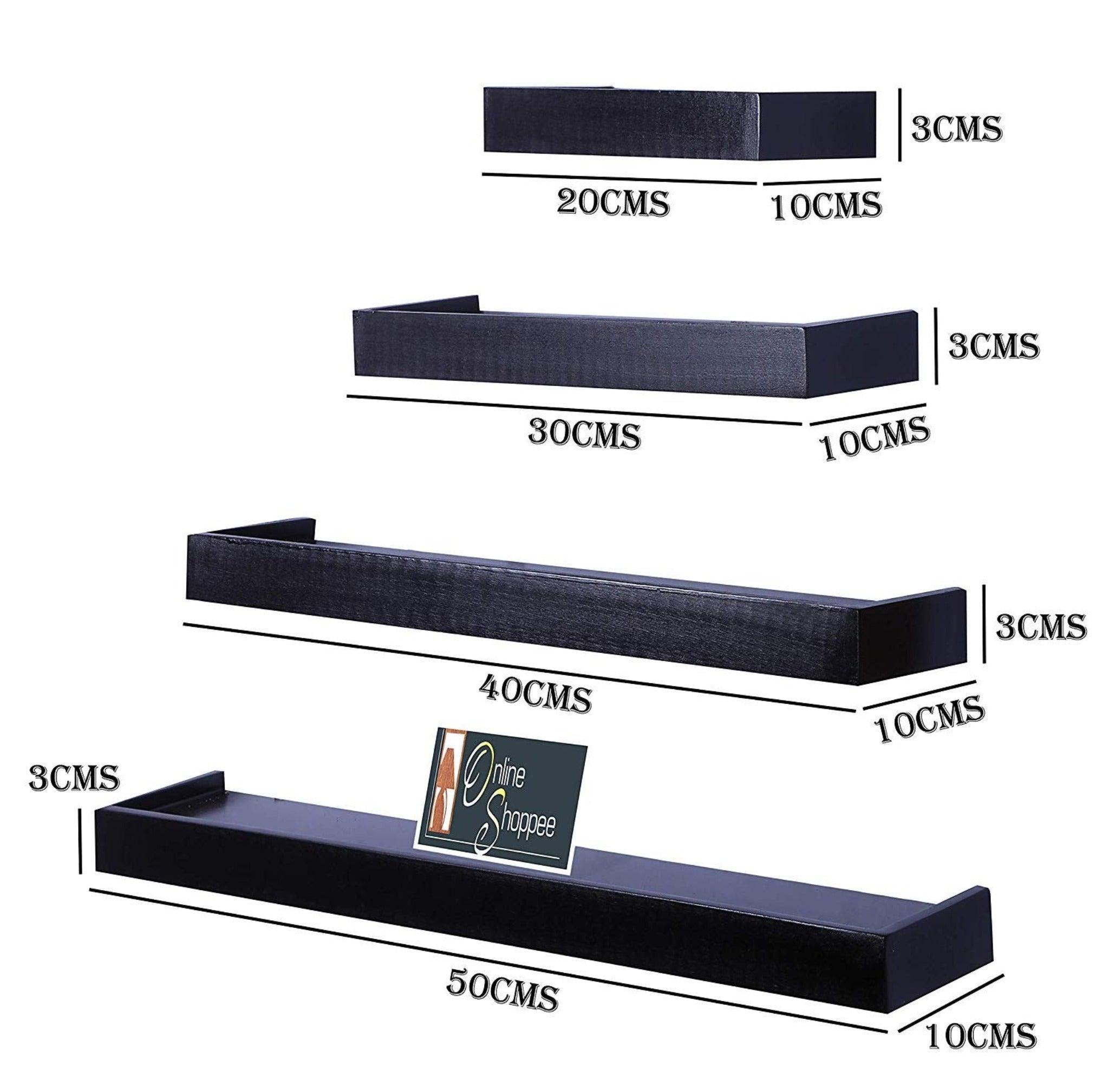 Wooden Rectangular Floating Wall Shelves set of 4 - WoodenTwist