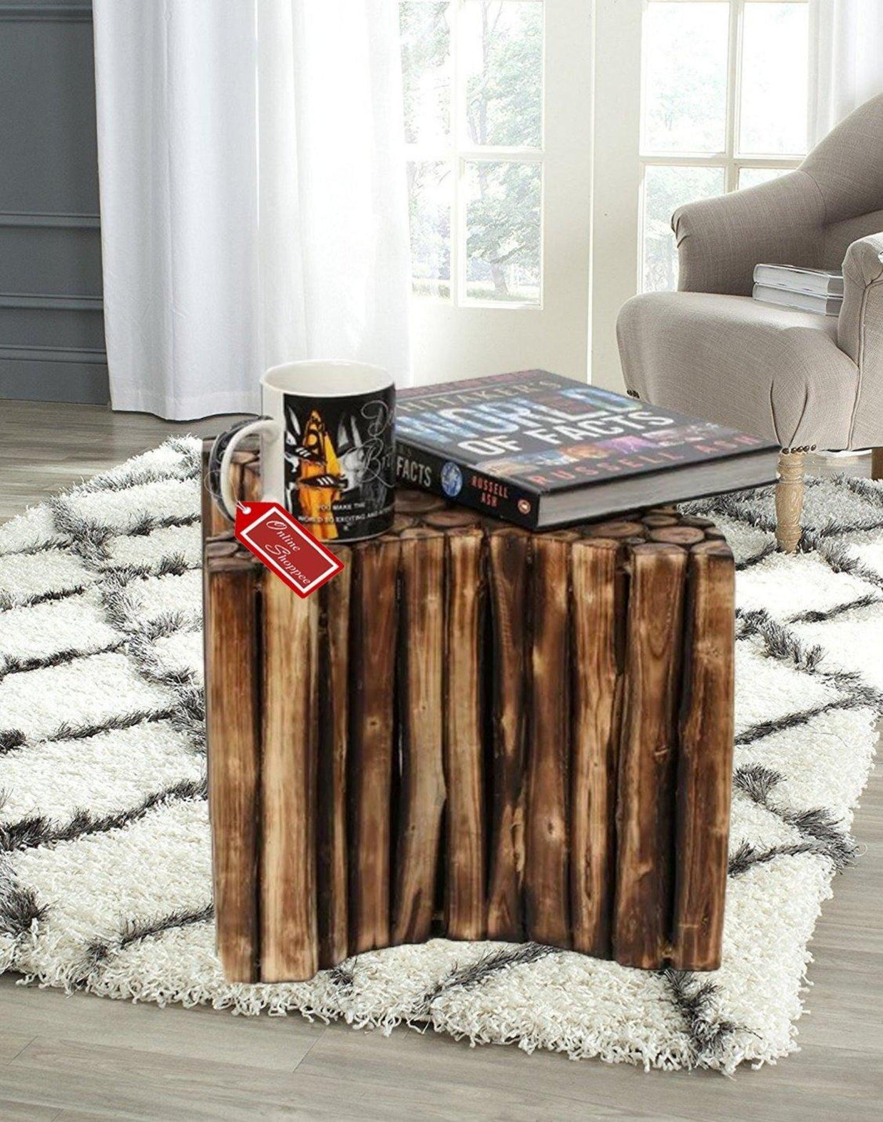 Bloque De Madera Wooden Star Shape Stool - Front View