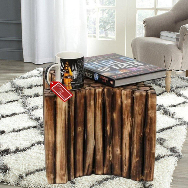 Bloque De Madera Wooden Star Shape Stool - Front View