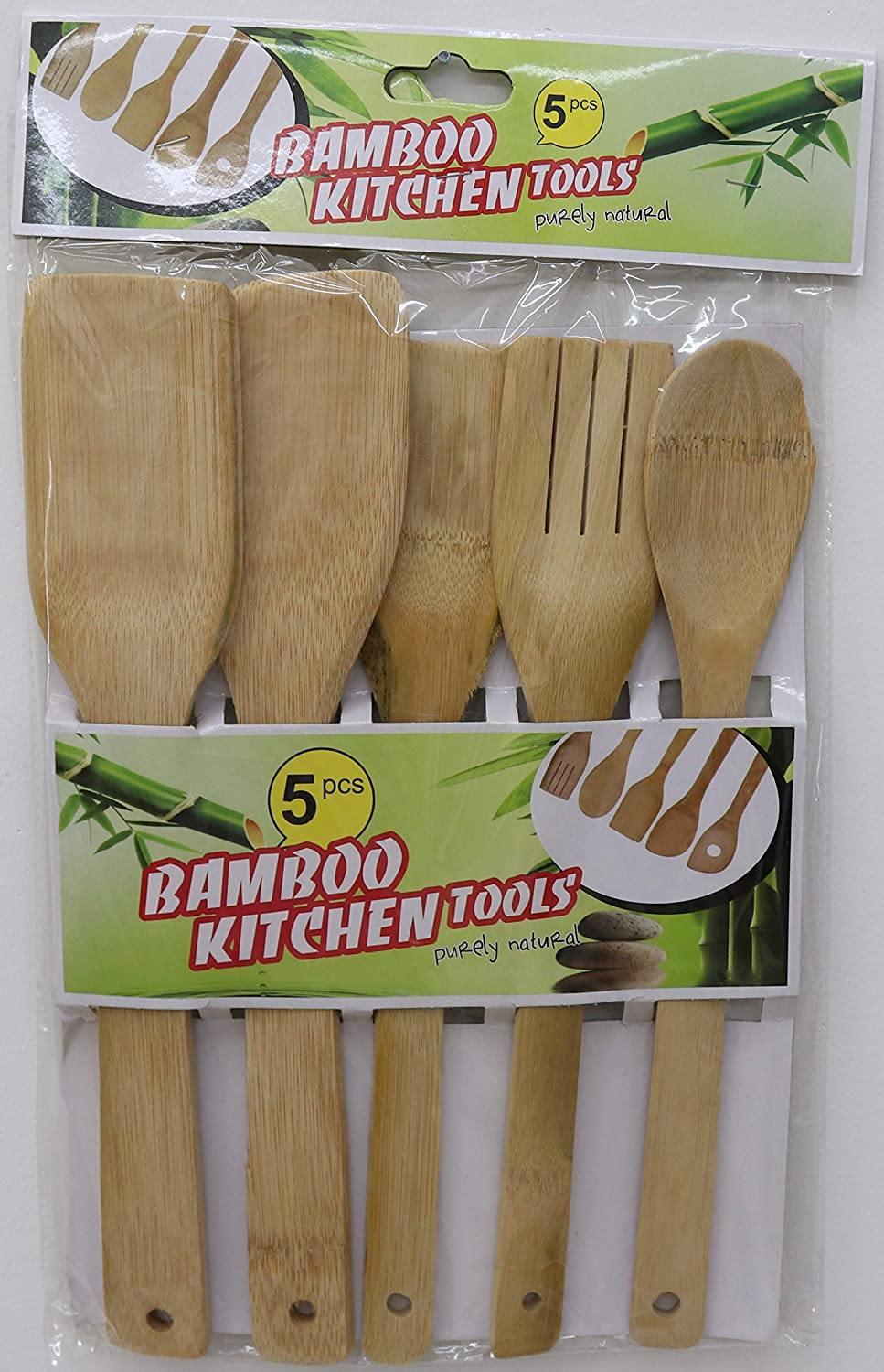 Bamboo Wood Cooking Spoons - natural wood colour detail