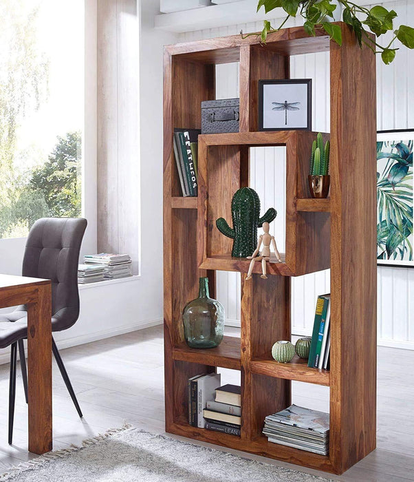 Sheesham Wood Open Bookshelf for Study Room In (Natural Finish) - WoodenTwist