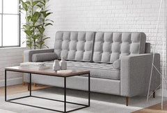 Madera Square Arms and Tufting-Bolster 2 Seater Chaise Lounge (With 2 Pillows) - WoodenTwist