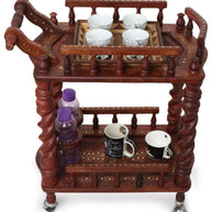 Juniper Cyprus Sheesham Wood Serving Trolley, Brown - angle view