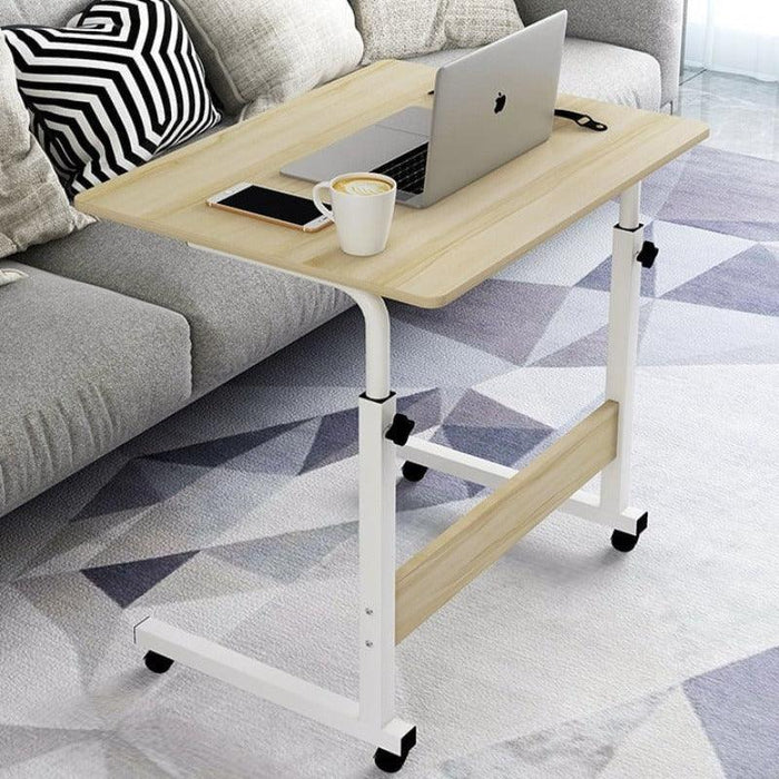Adjustable Portable Standing Wooden Computer Laptop Home Office Desk Bed Side Lazy Table with Wheel - WoodenTwist