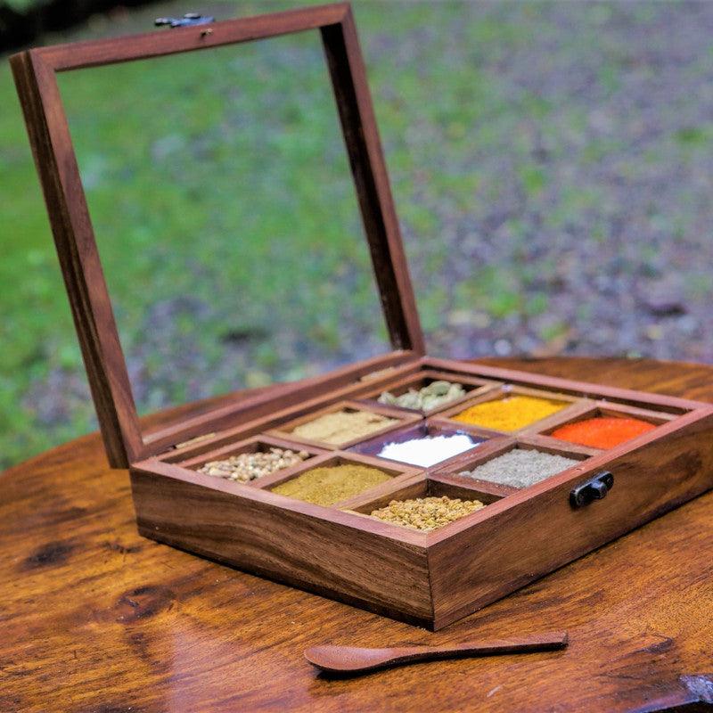 Handcrafted Rosewood Spice Storage Box - WoodenTwist