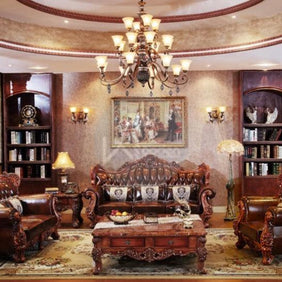 Royal Antique Brown Carved Sofa Set 6 Seater - WoodenTwist
