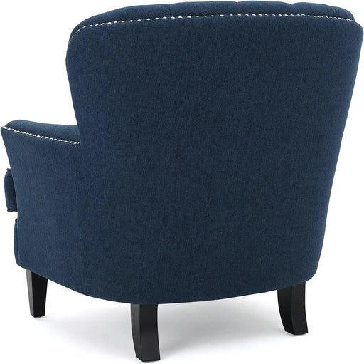 Modern Tufted Lounge Armchair (Blue) - WoodenTwist