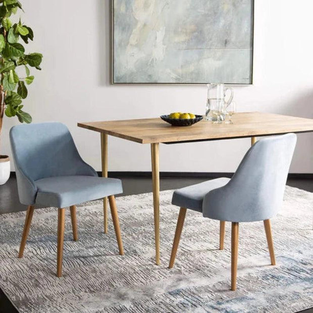 Mid-Century Slate and Gold Finish Dining Chair (Set of 2) - WoodenTwist