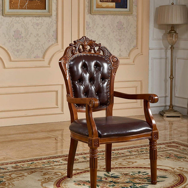 Wooden Hand Carved Royal Look Chair with Armrest