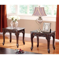 Hand Carved Sheesham Wood End Table for Home Décor (Set of 2) - WoodenTwist