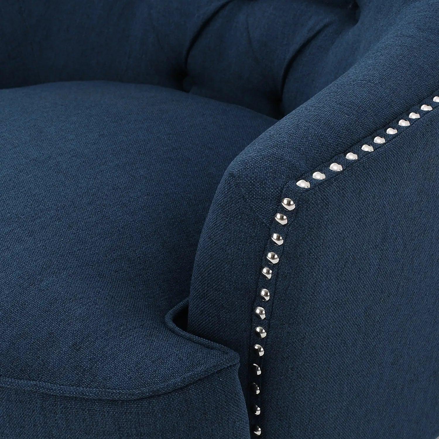 Modern Tufted Lounge Armchair (Blue) - WoodenTwist