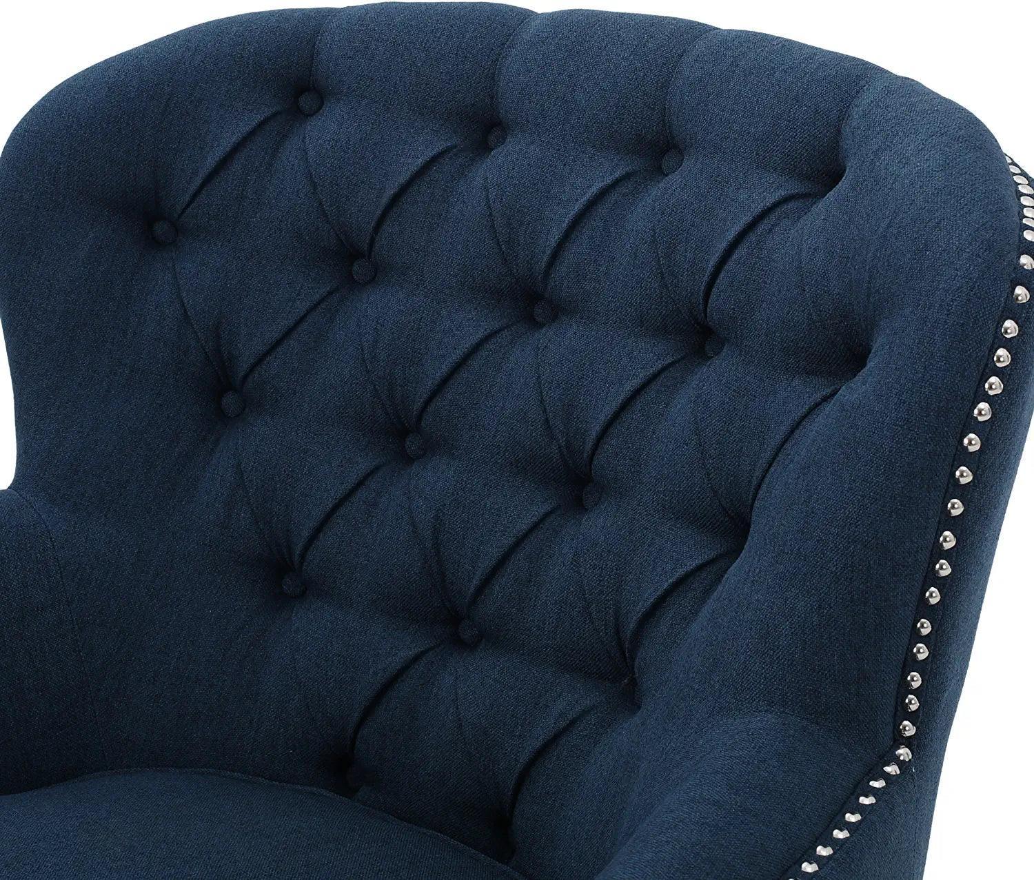 Modern Tufted Lounge Armchair (Blue) - WoodenTwist